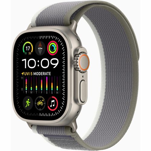 Apple Watch Ultra 2 GPS + Cellular, 49mm Titanium Case with Green/Gray Trail Loop - S/M
