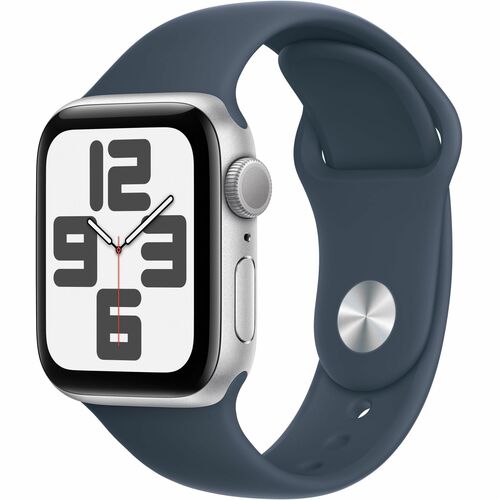 Apple Watch SE GPS 40mm Silver Aluminum Case with Storm Blue Sport Band - M/L