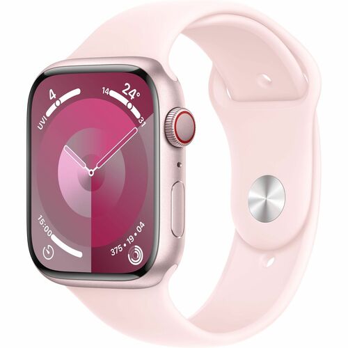Apple Watch Series 9 GPS + Cellular 45mm Pink Aluminum Case with Light Pink Sport Band - S/M