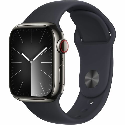 Apple Watch Series 9 GPS + Cellular 41mm Graphite Stainless Steel Case with Midnight Sport Band - M/L