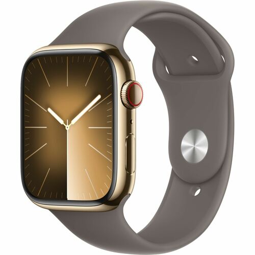 Apple Watch Series 9 GPS + Cellular 45mm Gold Stainless Steel Case with Clay Sport Band - M/L