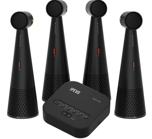 IPEVO QUARTET 4 VOCAL Speakerphones + Wireless HUB Bundle