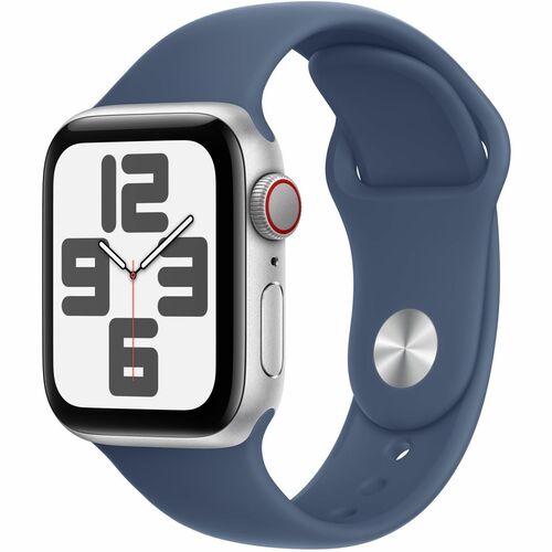 Apple Watch SE GPS + Cellular 40mm Silver Aluminum Case with Denim Sport Band -SIM