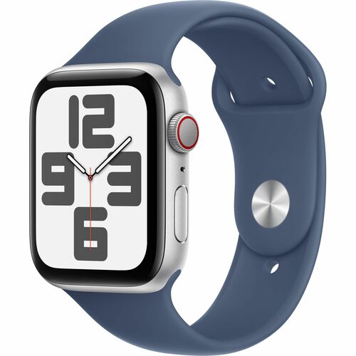 Apple Watch SE GPS + Cellular 44mm Silver Aluminum Case with Denim Sport Band -SIM