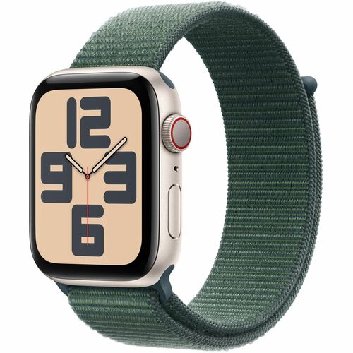 Apple Watch SE GPS + Cellular 44mm Starligtt Aluminum Case with Lake Green Sport Loop