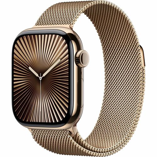 Apple Watch Series 10 GPS + Cellular 42mm Gold Titarium Case w/ Gold Milanese Loop