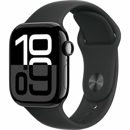 Apple Watch Series 1O GPS + Cellular 42mm Jet Black Aluminum Case w/ Black Sport Band - M/L
