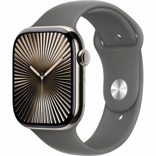 Apple Watch Series 10 GPS + Cellular 42mm Natural Titarium Case w/  Stone Gray Sport Band - MIL
