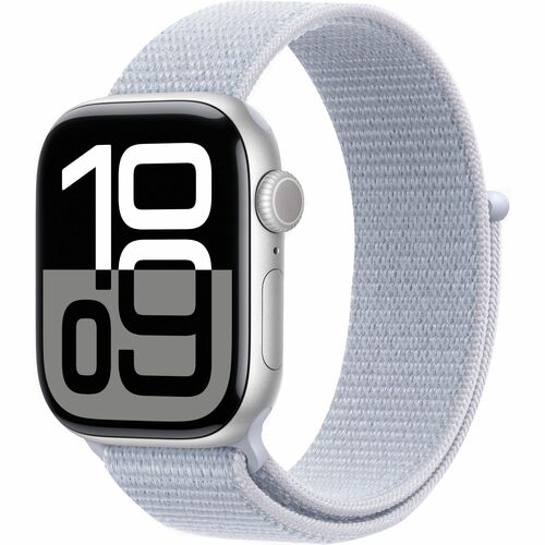Apple Watch Series 10 GPS + Cellular 42mm Silver Aluminum Case w/ Blue Cloud Sport Loop