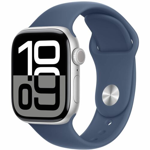 Apple Watch Series 10GPS+ Cellular 42mm Silver Aluminum Case w/ Denim Sport Bard - MIL