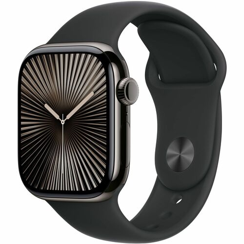 Apple Watch Series 10GPS+ Cellular 42mm Slate Titanium Case w/ Black Sport Bard - SIM
