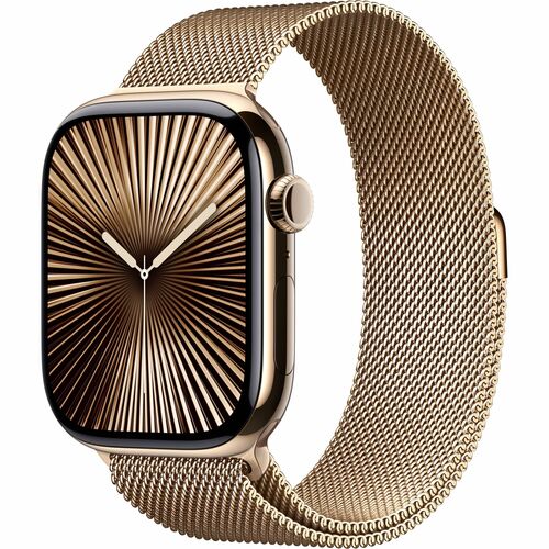 Apple Watch Series 10GPS+ Cellular 46mm Gold Titarium Case w/Gold Milanese loop - M/L