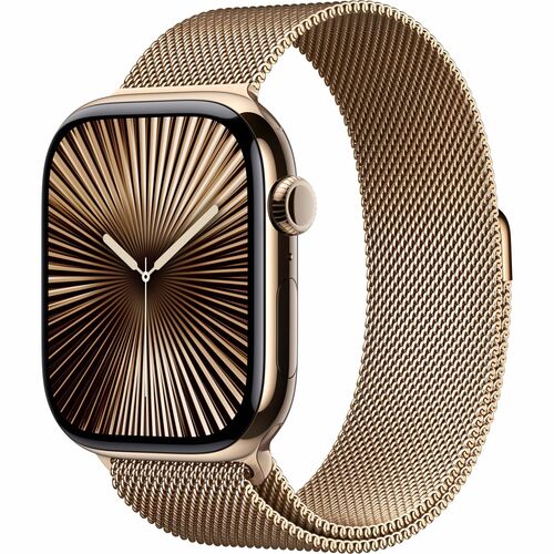 Apple Watch Series 10GPS+ Cellular 46mm Gold Titarium Case w/ Gold Milanese loop - SIM