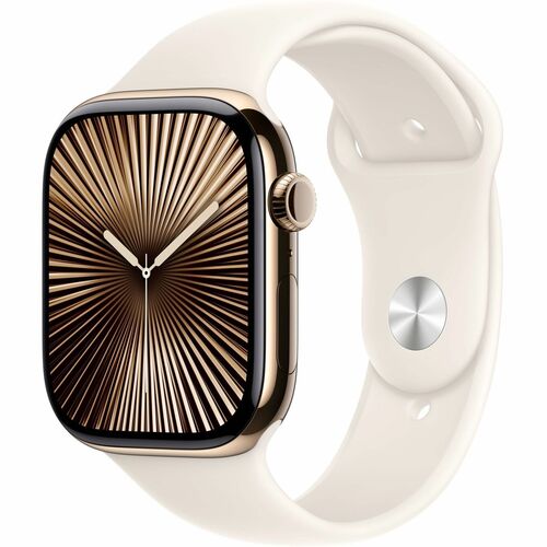 Apple Watch Series 10GPS+ Cellular 46mm Gold Titarium Case w/ Starlight Sport Bard - SIM