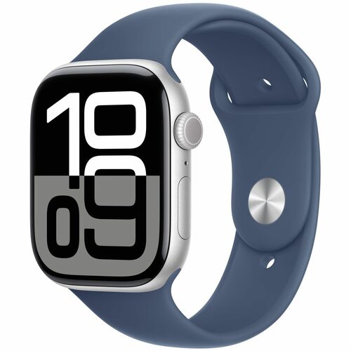 Apple Watch Series 10GPS+ Cellular 46mm Silver Aluminum Case w/  Denim Sport Bard- MIL