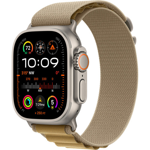Apple Watch Ultra 2 GPS+ Cellular 49mm Natural Titanium Case w/Tan Alpine loop - Large