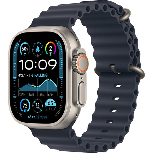 Apple Watch Ultra 2 GPS + Cellular 49mm Natural Titanium Case w/ Navy Ocean Band