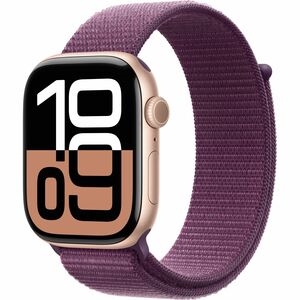 Apple Watch Series 10 GPS 46mm Rose Gold Aluminum Case w/ Plum Sport Loop