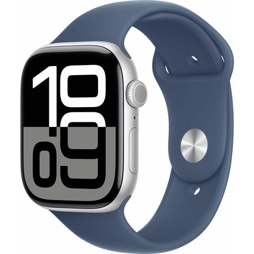 Apple Watch Series 10 GPS 46mm Silver Aluminum Case w/ Denim Sport Band - S/M
