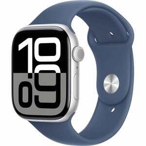 Apple Watch Series 10 GPS 42mm Silver Aluminum Case w/ Denim Sport Band - S/M