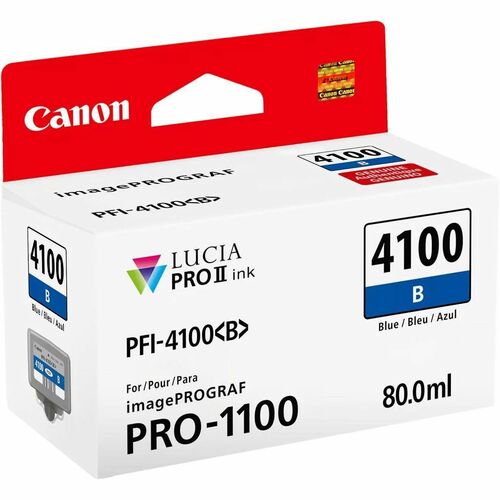 Canon Lucia PRO II PFI-4100 Original Inkjet Ink Cartridge - Blue - 1 / Pack - 80 mL