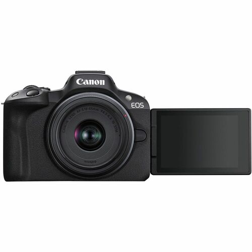 Canon EOS R50 24.2 Megapixel Mirrorless Camera with Lens - 0.71&quot; - 1.77&quot; - Black - APS-C CMOS Sensor - Autofocus - 3&quot; Touchscreen LCD - Electronic Viewfinder - 2.5x Optical Zoom - 3840 x 2160 Video - 4K Recording - HD Movie Mode - Wireless LAN - GPS