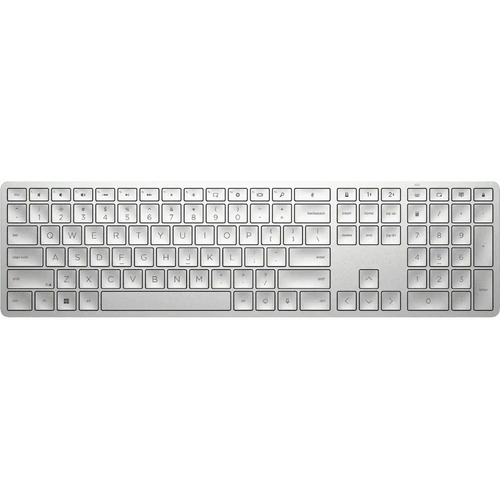 HP 970 Programmable Wireless Keyboard - Wireless Connectivity - Bluetooth/RF - 2.40 GHz - USB Type A Interface - PC, Mac - White