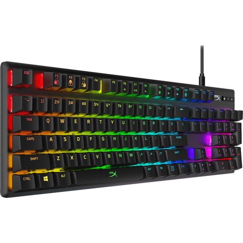 HyperX Alloy Origins - Mechanical Gaming Keyboard - HX Red (US Layout) - Cable Connectivity - USB Type C Interface - RGB LED - Rugged - English (US) - QWERTY Layout - PlayStation 4, PlayStation 5, Xbox One, Xbox Series X, Xbox Series S - PC - Mechanical Keyswitch - Black