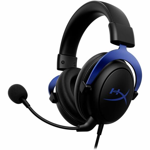 HyperX Cloud Gaming Headset (Black-Blue) - Stereo - Mini-phone (3.5mm) - Wired - 41 Ohm - 15 Hz - 25 kHz - Over-the-head, On-ear - Binaural - Circumaural - 4.27 ft Cable - Electret Condenser, Noise Cancelling Microphone - Noise Canceling - Blue, Black