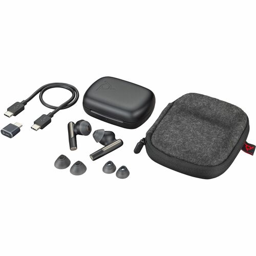 Poly Voyager Free 60 UC Earset - Siri, Google Assistant - Stereo - True Wireless - Bluetooth - 98.4 ft - 20 Hz - 20 kHz - Earbud - Binaural - In-ear - Noise Canceling - Carbon Black