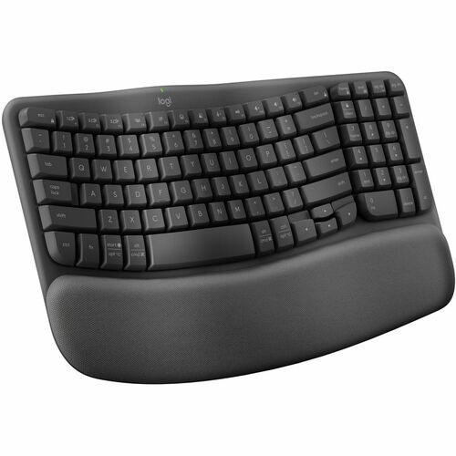 Logitech Wave Keys Wireless Ergonomic Keyboard with Cushioned Palm Rest, Comfortable Natural Typing, Graphite - Wireless Connectivity - Bluetooth - 32.81 ft - USB Interface - ChromeOS, Windows 10, Windows 11, Mac OS X 11.0 Big Sur, Linux, iPadOS 14, iOS 14, Android 9.0 - Notebook, Tablet, Smartphone - PC, Mac - AAA Battery Size Supported - Graphite