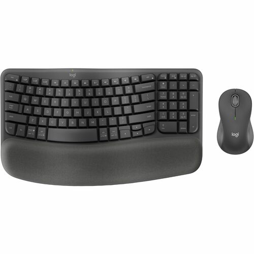 Logitech Wave Keys MK670 Combo, Wireless Ergonomic Keyboard with Signature M550 L Wireless Mouse, Graphite - USB Wireless Bluetooth Keyboard - English (US) - USB Wireless Bluetooth Mouse - Optical - 4000 dpi - 3 Button - Scroll Wheel - AA, AAA - Compatible with Computer, Tablet, Smartphone for PC, Mac - 1 Each