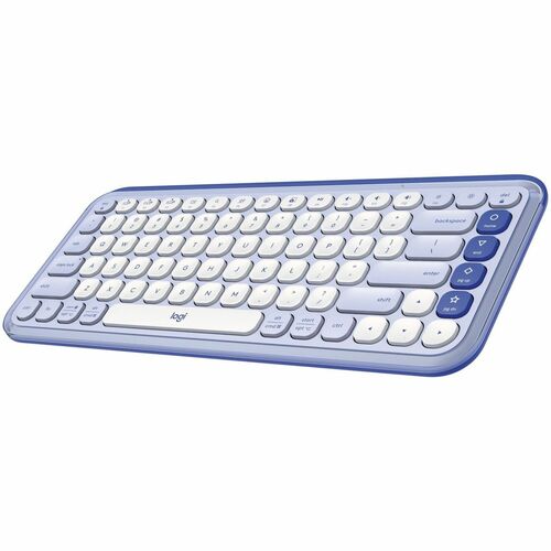 Logitech POP ICON KEYS Wireless Bluetooth Keyboard, Comfortable Typing, Programmable Keys, Easy-Switch Between up to 3 Devices (Lilac &amp; Off-white) - Wireless Connectivity - Bluetooth - 32.81 ft - USB Interface Easy-Switch, Power Switch Hot Key(s) - ChromeOS, Windows 10, Windows 11, Mac OS X 12.0 Monterey, Linux, Android 12, iOS 15, iPadOS 15 - PC, Mac - Recycled Plastic - AAA Battery Size Supported - Off White, Lilac