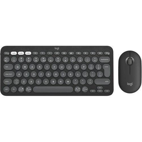 Logitech Pebble 2 Combo, Wireless Keyboard and Mouse, Quiet and Portable, Customizable, Logi Bolt, Tonal Graphite - USB Type A Wireless Bluetooth Keyboard - Tonal Graphite - USB Type A Wireless Bluetooth Mouse - Optical - 4000 dpi - 3 Button - Scroll Wheel - Tonal Graphite - AA, AAA - Compatible with Chromebook for PC, Mac