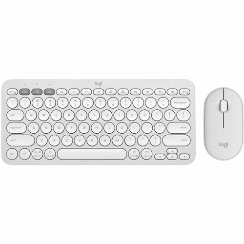 Logitech Pebble 2 Combo, Wireless Keyboard and Mouse, Quiet and Portable, Customizable, Logi Bolt, Bluetooth, Tonal White - USB Type A Wireless Bluetooth Keyboard - Tonal White - USB Type A Wireless Bluetooth Mouse - Optical - 4000 dpi - 3 Button - Scroll Wheel - Tonal White - AA, AAA - Compatible with Chromebook for PC, Mac
