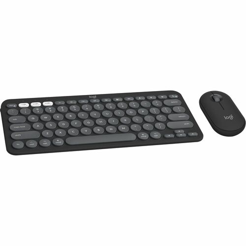 Logitech Pebble 2 Combo for Mac, Wireless Keyboard and Mouse, Slim, Quiet and Portable, Customizable, Tonal Graphite - USB Type A Wireless Bluetooth Keyboard - Tonal Graphite - USB Type A Wireless Bluetooth Mouse - Optical - 4000 dpi - 3 Button - Scroll Wheel - Tonal Graphite - AA, AAA - Compatible with Macbook, iPad, iPhone for PC, Mac