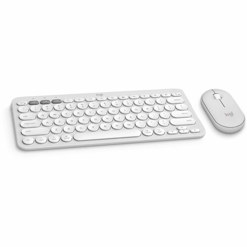 Logitech Pebble 2 Combo for Mac, Wireless Keyboard and Mouse, Slim, Quiet and Portable, Tonal White - USB Type A Wireless Bluetooth Keyboard - Tonal White - USB Type A Wireless Bluetooth Mouse - Optical - 4000 dpi - 3 Button - Scroll Wheel - Tonal White - AA, AAA - Compatible with Macbook, iPad, iPhone for PC, Mac