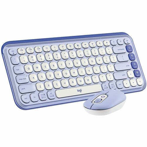 Logitech POP ICON COMBO, Bluetooth Keyboard and Mouse Combo, Comfortable Typing, Programmable Keys and Buttons, Quiet Clicks (Lilac &amp; Off-white) - Wireless Bluetooth 5.1 Keyboard - Off White, Lilac - Wireless Bluetooth Mouse - 4 Button - Scroll Wheel - Off White, Lilac - Easy Switch Hot Key(s) - AA, AAA - Compatible with PC, Mac