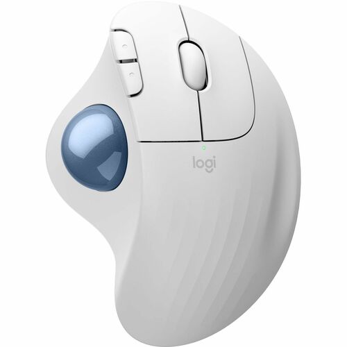 Logitech ERGO M575S Wireless Trackball Mouse, Wireless Ergonomic Mouse With Bluetooth and Encrypted Dongle, Comfortable Thumb Control, Precise and Smooth Tracking, for PC/Mac (Off-white+Blue Ball) - Optical - Wireless - 32.81 ft - Bluetooth - 2.40 GHz - Off White, Blue - 2000 dpi - Trackball, Scroll Wheel - 5 Button(s) - 1 x AA Battery Supported