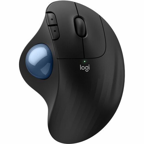 Logitech ERGO M575S Wireless Trackball Mouse, Wireless Ergonomic Mouse With Bluetooth and Encrypted Dongle, Comfortable Thumb Control, Precise and Smooth Tracking, for PC/Mac (Black+Blue Ball) - Optical - Wireless - 32.81 ft - Bluetooth - 2.40 GHz - Black, Blue - 2000 dpi - Trackball, Scroll Wheel - 5 Button(s) - 1 x AA Battery Supported