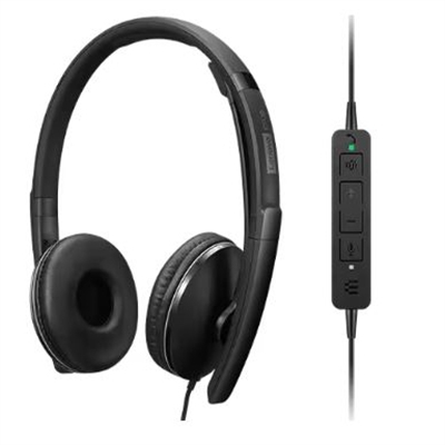 Lenovo Wired ANC Headset Gen 2 (Teams) - Microsoft Teams Certification - Stereo - USB Type C - Wired - 2.2 Kilo Ohm - 20 Hz - 20 kHz - On-ear, Over-the-head - Binaural - Ear-cup - 5.86 ft Cable - Noise Cancelling Microphone - Black