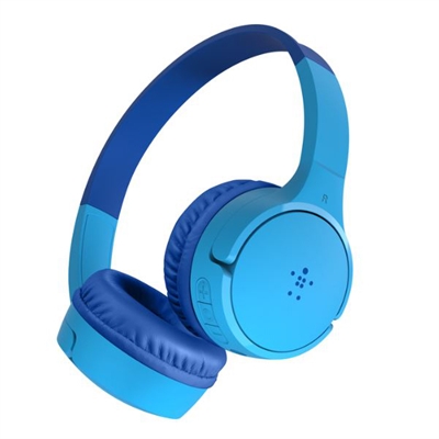 Belkin SOUNDFORM Mini Headset - Stereo - Mini-phone (3.5mm) - Wired/Wireless - Bluetooth - 30 ft - Over-the-head, Over-the-ear - Binaural - Circumaural - 4 ft Cable - Blue