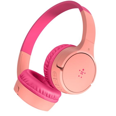 Belkin SoundForm Mini Headset - Stereo - Mini-phone (3.5mm) - Wired/Wireless - Bluetooth - On-ear, Over-the-head - Binaural - Circumaural - 4 ft Cable - Pink