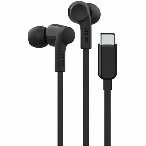 Belkin SoundForm USB-C Wired Earbuds with Adjustable Volume Limiter - Stereo - USB Type C - Wired - Earbud - Binaural - In-ear - Black