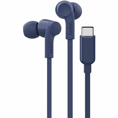 Belkin SoundForm USB-C Wired Earbuds with Adjustable Volume Limiter - Stereo - USB Type C - Wired - Earbud - Binaural - In-ear - Blue