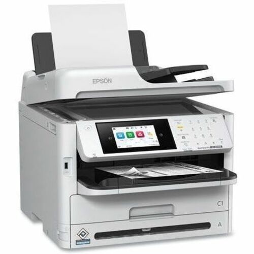 Epson WorkForce Pro WF-M5899 Wired &amp; Wireless Inkjet Multifunction Printer - Monochrome - Copier/Fax/Printer/Scanner - 1200 x 2400 dpi Print - Automatic Duplex Print - Up to 70000 Pages Monthly - Color Flatbed Scanner - 1200 dpi Optical Scan - Monochrome Fax - Gigabit Ethernet Ethernet - Wireless LAN - Epson Connect, Apple AirPrint, Mopria Print Service - USB - For Plain Paper Print