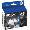 Epson DURABrite No. 69 Dual Pack Ink Cartridge - Black - Inkjet - 2 / Pack