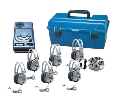 HamiltonBuhl 6 Person CD-MP3 Listening Center with Deluxe Headphones - Blue