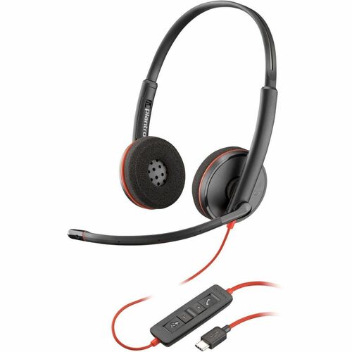 Poly Blackwire 3220 Stereo Headset +USB-C/A Adapter TAA - Microsoft Teams Certification - Stereo - USB Type C - Wired - 32 Ohm - 20 Hz to 20 kHz - Over-the-head, Over-the-ear - Binaural - Supra-aural - 5.20 ft Cable - Noise Cancelling Microphone - Black