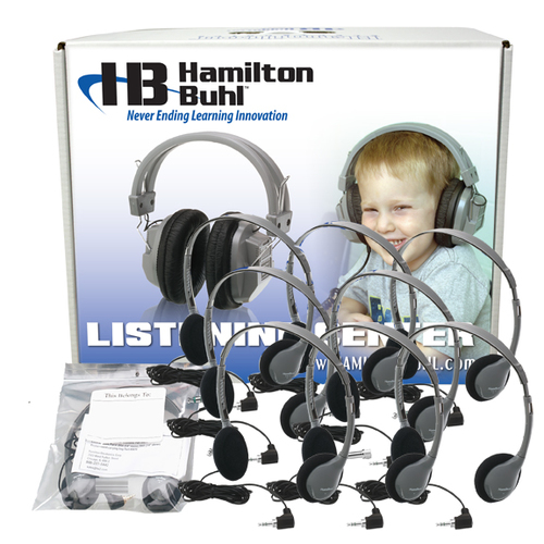 Lab Pack, 12 MS2L Personal Headphones in a Laminated Cardboard Carry Case